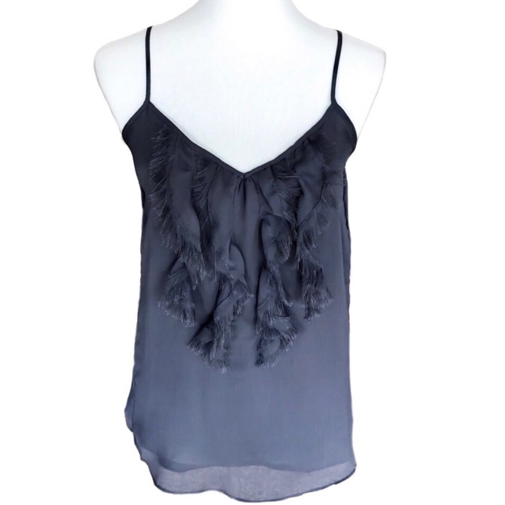 Old Navy Ruffle Front Lined Gray Tank Small
